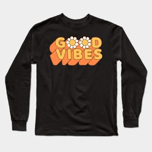 Good vibes 70s retro vintage style design Long Sleeve T-Shirt